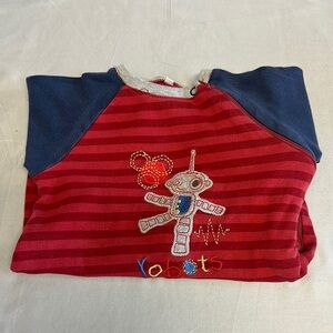 Pekkle Red and Blue robot onesie sleeper with side zipper